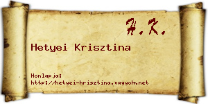 Hetyei Krisztina névjegykártya